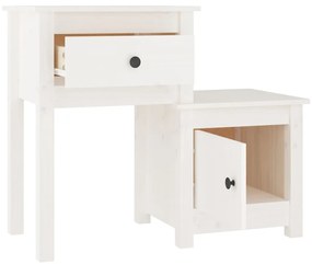 Comodini 2 pz bianchi 79,5x38x65,5 cm in legno massello di pino