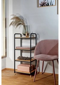 Scaffale da bagno nero in metallo con 4 ripiani in bambù 42x94,5 cm Loft - Wenko