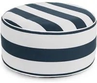 Pouf Gonfiabile da Giardino 53x23 cm in Poliestere Righe Bianco-Blu