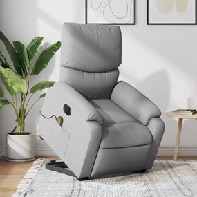 Poltrona Alzapersona Massaggi Elettrica Grigio Chiaro Tessuto /