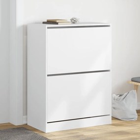 Scarpiera Con 2 Cassetti Ribaltabili Bianca 80x42x108 Cm /