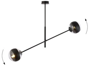 Lampadario Contemporaneo Yama Acciaio Nero 2 Luci E14 Ip20