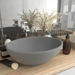 Lavandino Lusso Ovale Grigio Chiaro Opaco 40x33 Cm İn Ceramica /