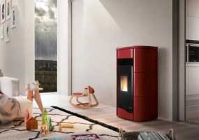 Palazzetti Anna 12 Pro 3 Stufa ermetica A Pellet ad aria 9kw Con Rivestimento in ceramica Rosso Bordeaux