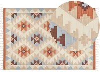 Tappeto Kilim in cotone multicolore 200 x 300 cm reversibile con motivo geometrico rettangolare Tradizionale