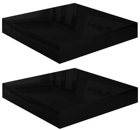 Scaffali a parete 2 pz nero lucido 23x23,5x3,8 cm in mdf