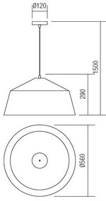 Redo 01-1102 - Lampadario a sospensione con filo AYLA 1xE27/42W/230V diametro 56 cm oro