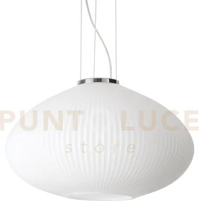 Plisse' lampadario a sospensione in vetro soffiato con decoro in ri...