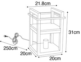 Lampada da tavolo industriale nera con legno - Cage Rack