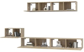 Set di mobili porta tv 5 pz rovere sonoma in legno multistrato