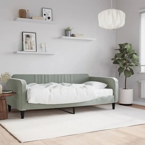 Divano Letto Con Materasso Grigio Chiaro 90x190 Cm İn Velluto /