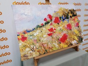 Quadro su tela – Papaveri dipinti sul prato
