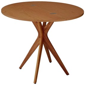 Tavolo da pranzo rotondo con piano effetto frassino allungabile 45x90 cm Jubi – Ragaba