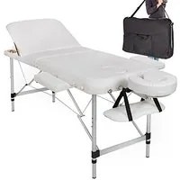 Lettino Massaggi Alluminio Pieghevole 3 Zone Fisioterapia SPA Bianco 12kg +Borsa