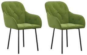 Sedie da pranzo 2 pz verde chiaro in velluto
