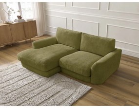 Divano angolare color kaki (con penisola a sinistra/con chaise lounge) con rivestimento in ciniglia Leonore – Bobochic Paris