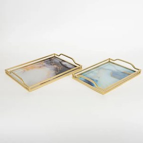 SET 2x Vassoio decorativo 40x30/35x25 cm oro