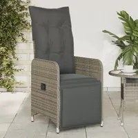 Sedia Reclinabile da Giardino con Cuscini Grigia in Polyrattan 365697