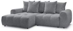 Divano angolare grigio allungabile/con contenitore (con penisola a sinistra/con chaise lounge) con rivestimento in ciniglia Roxelane – Bobochic Paris