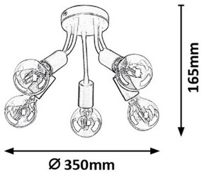 Rabalux 6809 - Lampadario a plafone ALMUS 5xE27/60W/230V