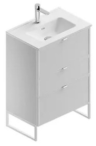 Mobile sottolavabo e lavabo Quadra bianco in mdf L 60 x H 93 x P 39 cm 1 vasca 3 cassetti