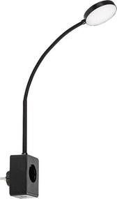 Rabalux 71284 - Lampada da parete LED dimmerabile TIVRO 4W/230V con porta USB integrata per presa a muro, nera