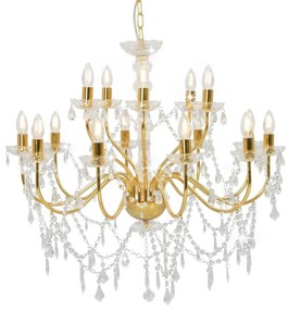 Lampadario A 2 Livelli Dorato 15 Lampadine E14 /