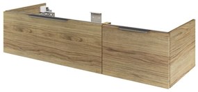 Mobile da bagno sospeso sotto lavabo L 135 x H 32 x P 48 cm bianco, 2 cassetti 1 anta con cassetto Neo, Maniglie acquistabili separatamente