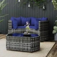 Set Divani da Giardino 4 pz con Cuscini in Polyrattan Grigiocod mxl 106120