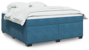 Giroletto A Molle Con Materasso Blu Scuro 180x200 Cm İn Velluto /