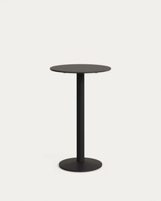 Kave Home - Tavolo alto rotondo Tiaret nero con gamba di metallo rifinita in nero Ø 60 x 96 cm