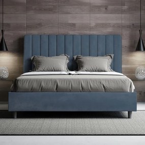 Letto matrimoniale e rete 160x190 in microfibra blu Agueda