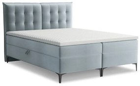 Letto boxspring azzurro con contenitore 180x200 cm Mikana – Makamii