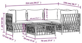 Set Salotto da Giardino 5 pz con Cuscini in Acciaio Antracite