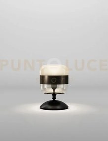 Futura lampada da tavolo p ambra ottone montatura nero opaco 1 luce...