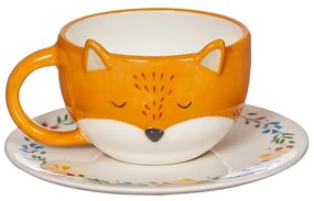 Tazza in dolomia arancione con piattino , 210 ml Finley Fox - Sass &amp; Belle