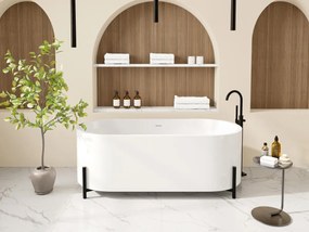 Vasca da bagno freestanding ovale 160 x 73,5 x 59 cm Bianca con piedini neri - ALONSA