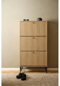 Scarpiera con ante effetto rovere in colore naturale 72x140x25 cm Albany - Actona