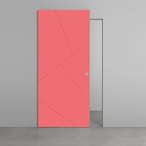 Porta scorrevole Oblique in legno rosso, L 101 x H 230 cm, con binario Invisibile Destra