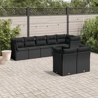 Set Divani da Giardino con Cuscini 8 pz Nero in Polyrattan 3249744