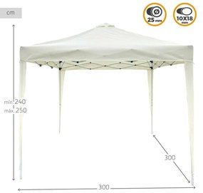 Gazebo Aktive 300 x 250 x 300 cm Stoffa Acciaio Bianco