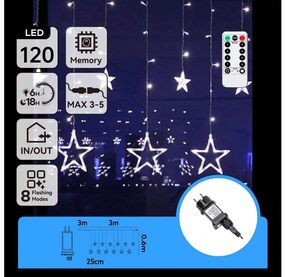 Aigostar - LED catena natalizia per esterni 120xLED/6W/230V/8 funzioni 3x0,6m IP44 bianco freddo+telecomando
