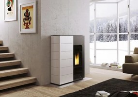 Palazzetti Ginger Idro 14 stufa A Pellet ecofire Salvaspazio 14kw Ad Acqua In Acciaio Bianco