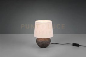 Lou lampada da tavolo base ceramica marrone anticata con paralume s...