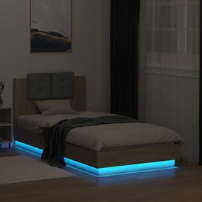 Giroletto con testiera e led rovere sonoma 75x190 cm