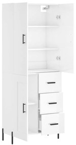 Credenza Bianco Lucido 69,5x34x180 cm in Legno Multistrato