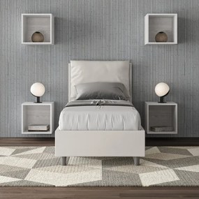 Letto singolo contenitore imbottito 80x200 similpelle bianco Antea