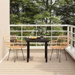 Set da pranzo da giardino 3 pz in polyrattan