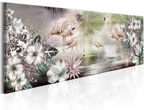 Quadro  Flamingoes and Flowers  Colore Beige, Dimensioni e Misure 120x40