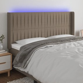 Testiera A Led Tortora 183x16x118/128 Cm İn Tessuto /